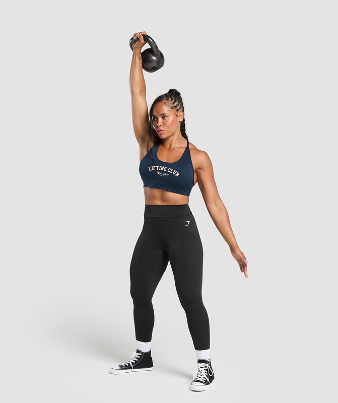 Gymshark Lifting Club Retro Bra BH Dam Marinblå | 831FRNJTK