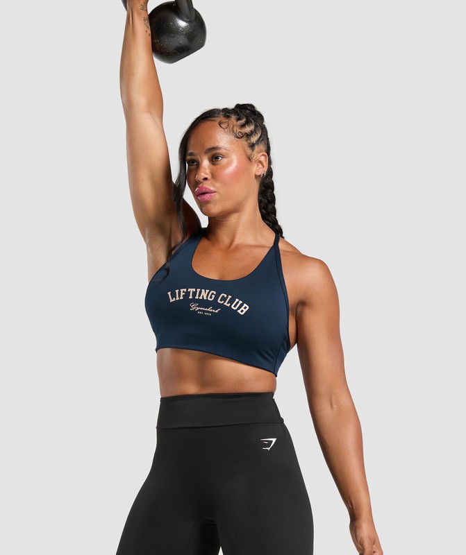 Gymshark Lifting Club Retro Bra BH Dam Marinblå | 831FRNJTK