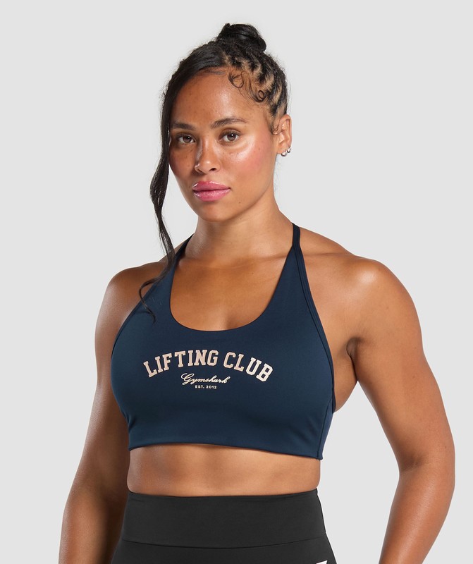 Gymshark Lifting Club Retro Bra BH Dam Marinblå | 831FRNJTK