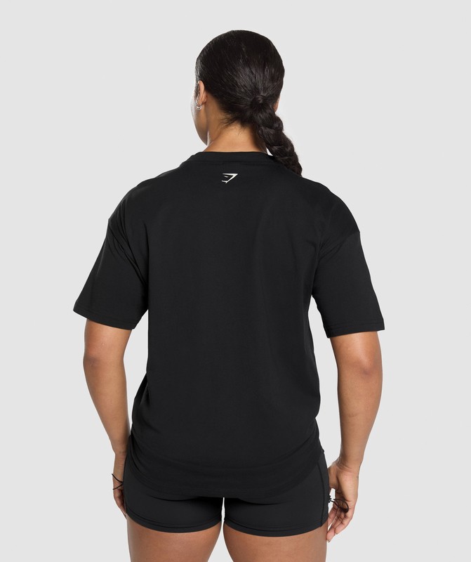 Gymshark Lifting Essentials Graphic Oversized T-Shirt T-Shirt Dam Svarta | 049ZABWCN