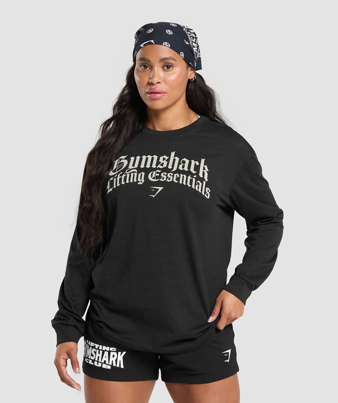 Gymshark Lifting Essentials Long Sleeve Top Top Dam Svarta | 685RUNHXB