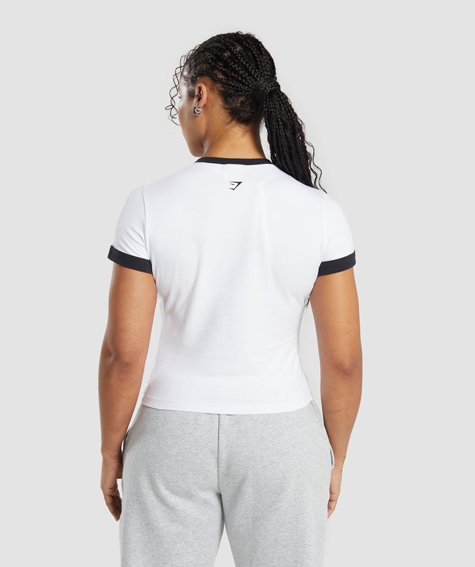 Gymshark Lifting Graphic Baby T-Shirt T-Shirt Dam Vita Svarta | 185HIOXFY