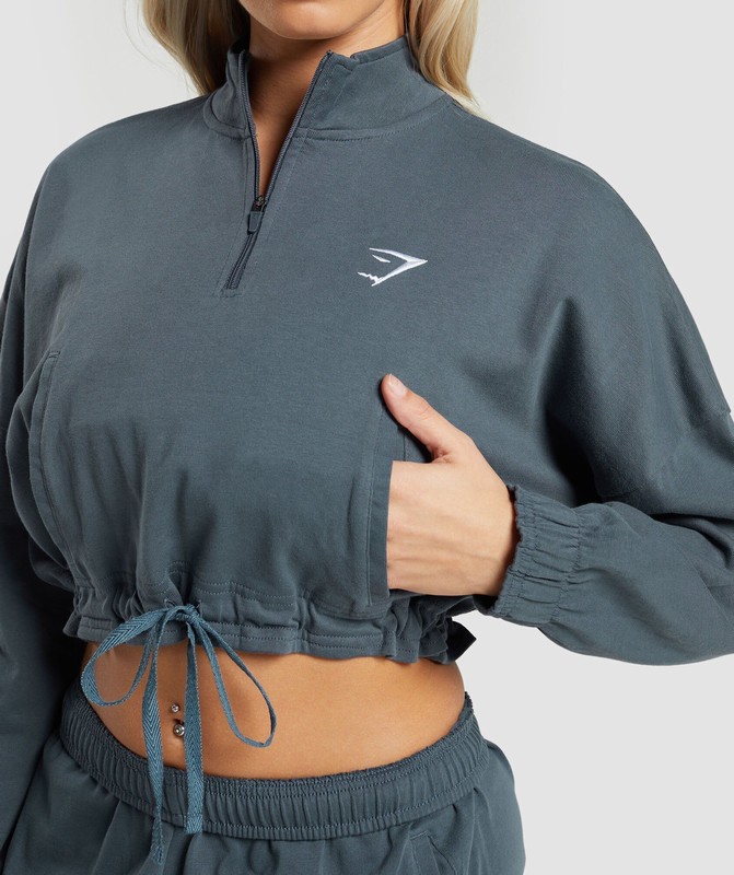 Gymshark Lifting Lightweight 1/4 Zip Pullover Pullover Dam Titan Blå | 924ICFDTZ
