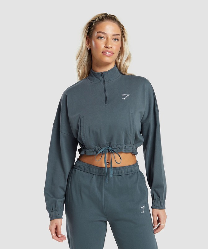 Gymshark Lifting Lightweight 1/4 Zip Pullover Pullover Dam Titan Blå | 924ICFDTZ