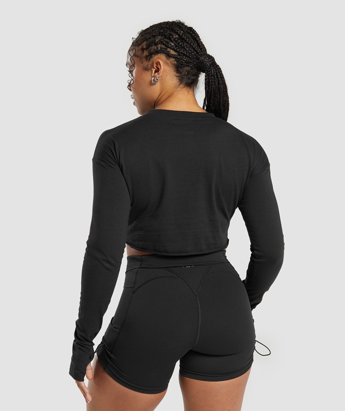 Gymshark Lifting Long Sleeve Crop Top Crop Top Dam Svarta | 185MUBQVF