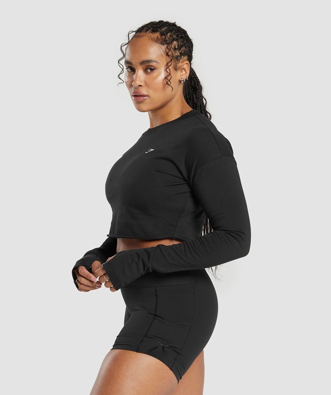 Gymshark Lifting Long Sleeve Crop Top Crop Top Dam Svarta | 185MUBQVF