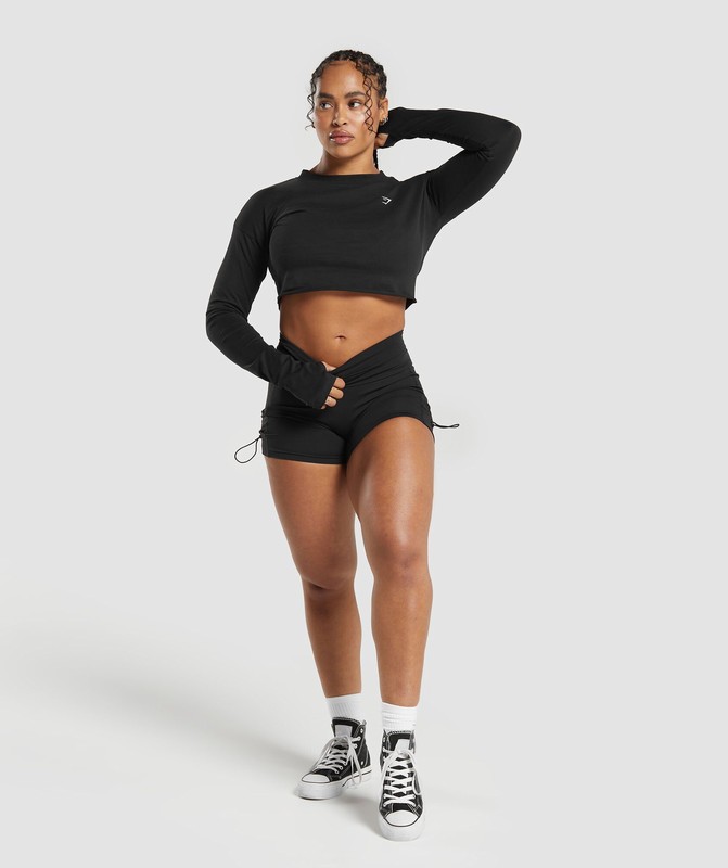 Gymshark Lifting Long Sleeve Crop Top Crop Top Dam Svarta | 185MUBQVF