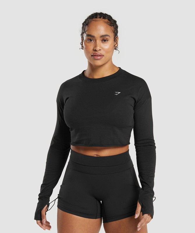 Gymshark Lifting Long Sleeve Crop Top Crop Top Dam Svarta | 185MUBQVF