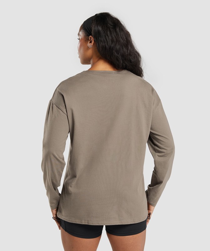 Gymshark Lifting Oversized Cotton Long Sleeve Top Top Dam Camo Bruna | 576BAQVYL