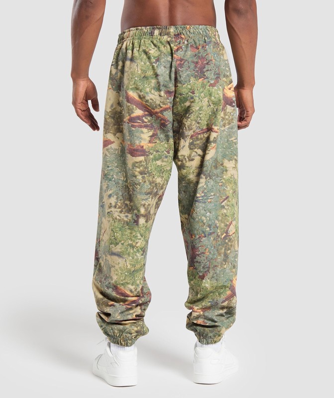 Gymshark Lifting Oversized Printed Woven Pants Byxor Herr Beige | 154RXNZEA