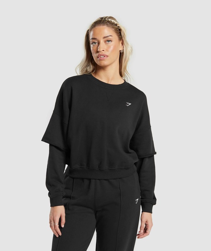 Gymshark Lifting Oversized Sweatshirt Tröjor Dam Svarta | 357JAEBUV