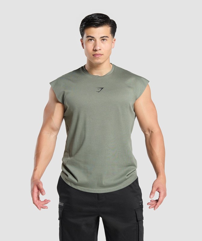 Gymshark Lifting Stars Cut Off Tank Linne Herr Gröna | 158ZLFROV