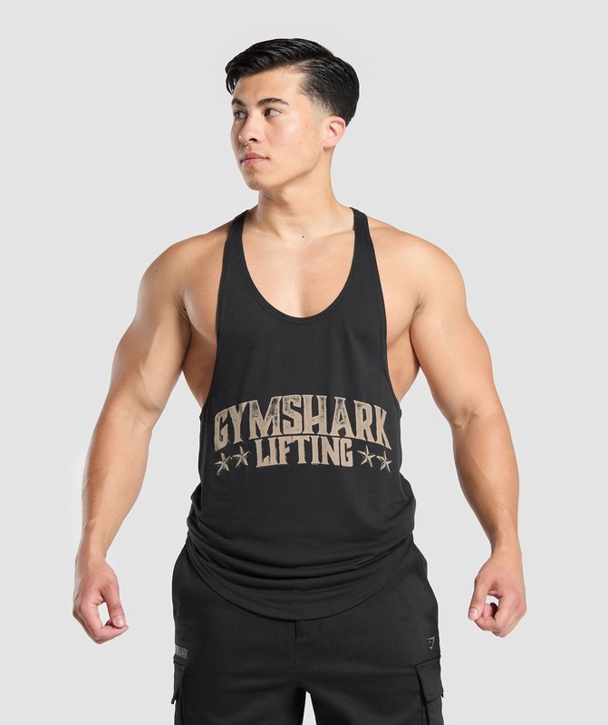 Gymshark Lifting Stars Stringer Stringer Herr Svarta | 521IAUNQP
