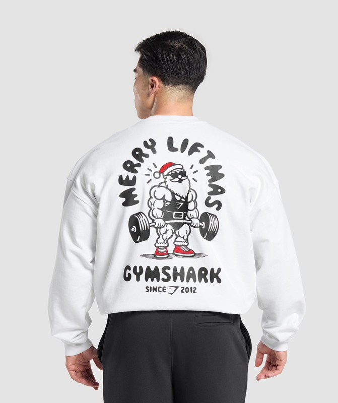 Gymshark Liftmas Crew Strumpor Herr Vita | 327TIGWFZ