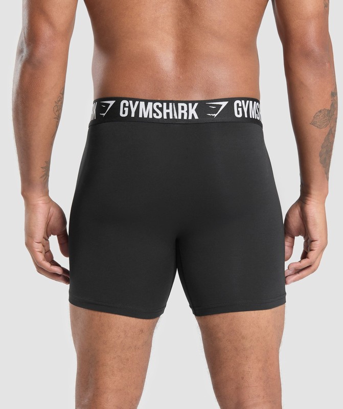 Gymshark Long Boxer Brief 3Pk Kalsonger Herr Svarta Svarta Svarta | 835EFPMKD