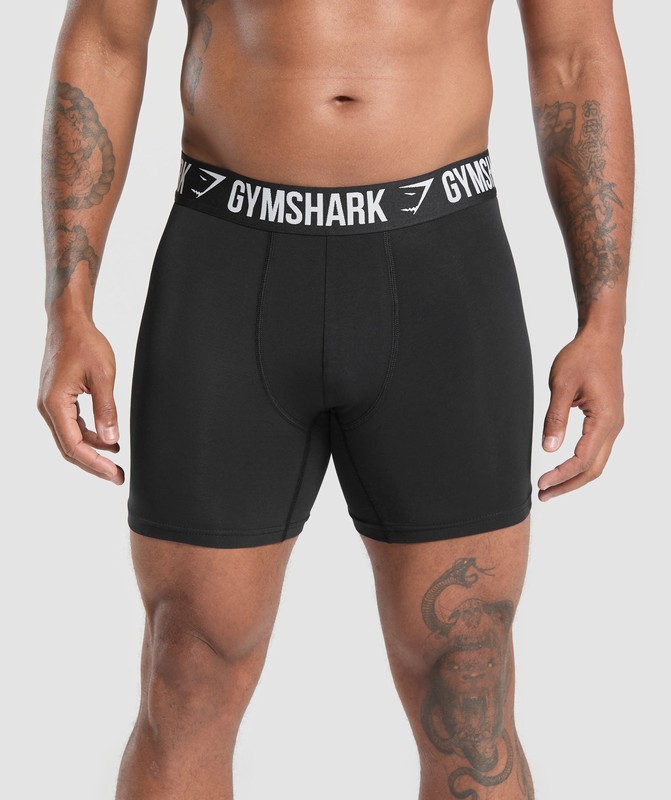 Gymshark Long Boxer Brief 3Pk Kalsonger Herr Svarta Svarta Svarta | 835EFPMKD