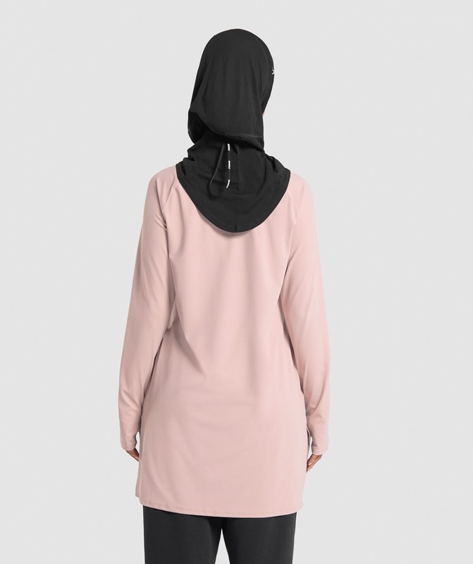 Gymshark Long Line Long Sleeve Top Top Dam Rosa | 972UYJSFV