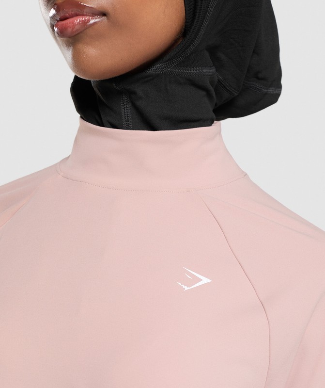 Gymshark Long Line Long Sleeve Top Top Dam Rosa | 972UYJSFV