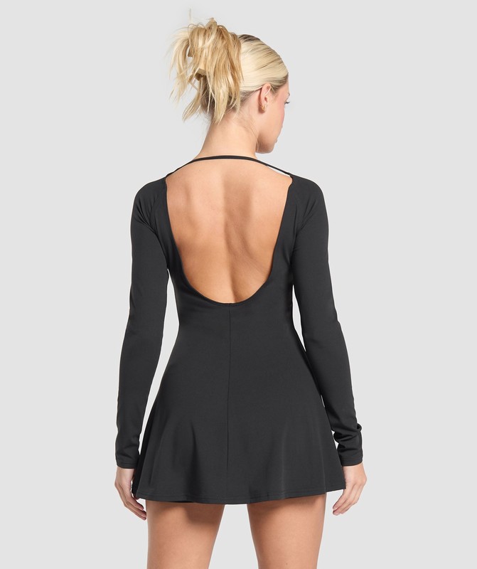 Gymshark Long Sleeve Workout Dress Klänning Dam Svarta | 794XQFLED