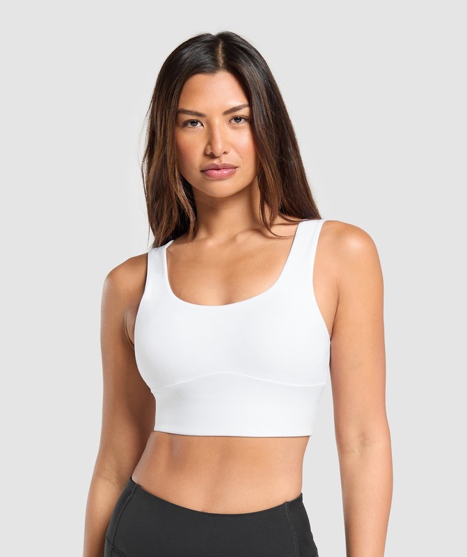 Gymshark Longline Sports Bra Sport BH Dam Vita | 718YJRPTZ