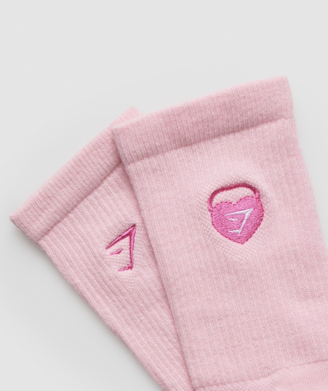 Gymshark Love Heart Cutie Graphic Crew Sock Single Strumpor Herr Rosa | 978CKHNLR