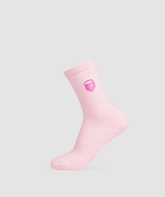 Gymshark Love Heart Cutie Graphic Crew Sock Single Strumpor Herr Rosa | 978CKHNLR