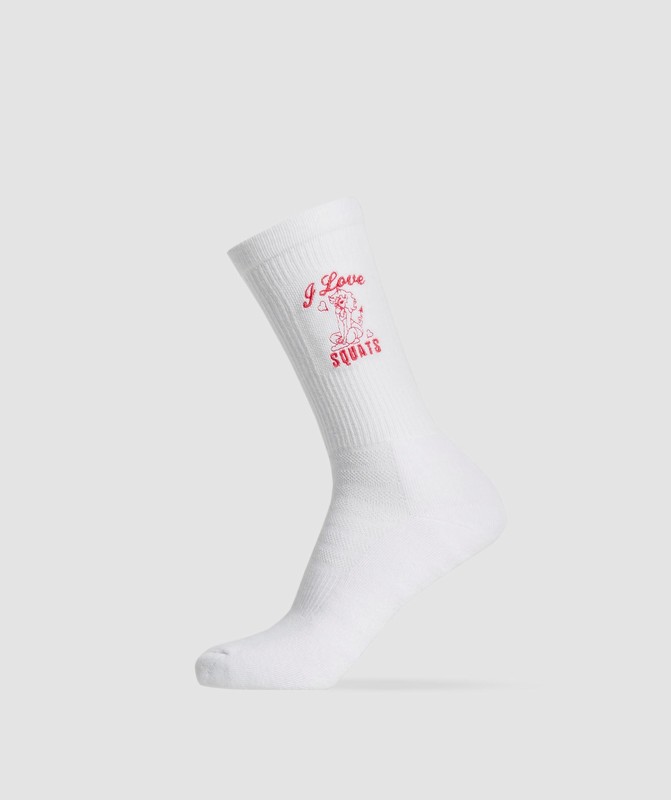 Gymshark Love Squats Graphic Crew Sock Single Strumpor Dam Vita Röda | 326IXDJNB
