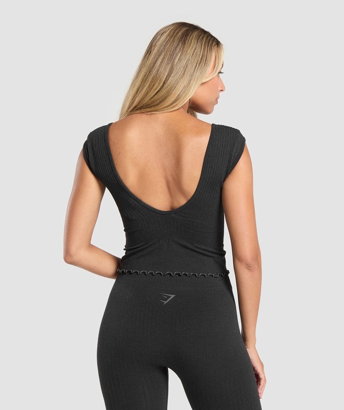 Gymshark Luxe Seamless Crop Top Crop Top Dam Coal Marl | 893FSPHNG