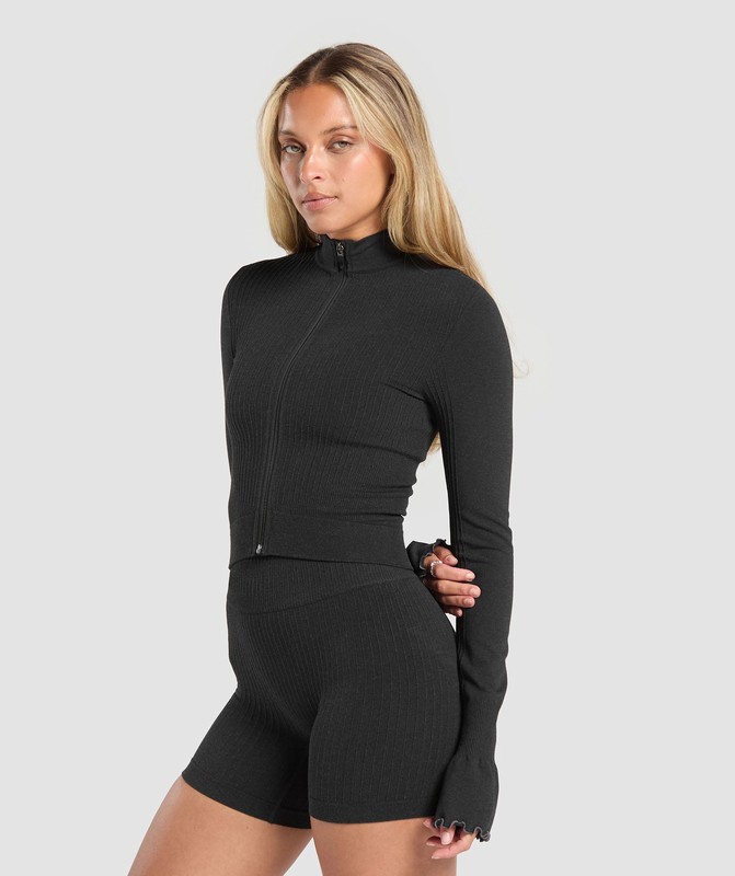 Gymshark Luxe Seamless Jacket Jacka Dam Coal Marl | 521ADPORC