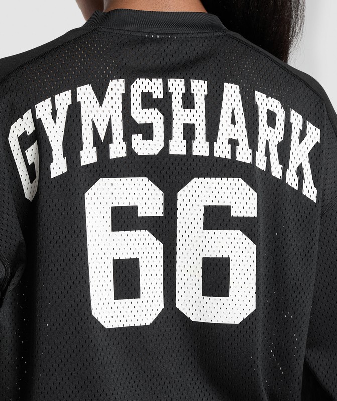 Gymshark Mesh Long Sleeve Varsity Top Top Dam Svarta | 260HIZVAO