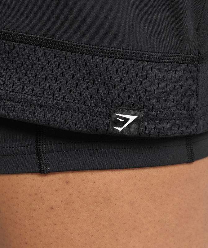 Gymshark Mesh Long Sleeve Varsity Top Top Dam Svarta | 260HIZVAO