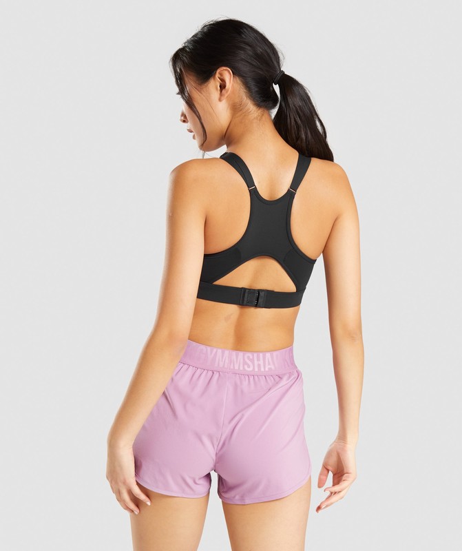 Gymshark Mesh Neckline Training Sports Bra Sport BH Dam Svarta | 106UYEDOF