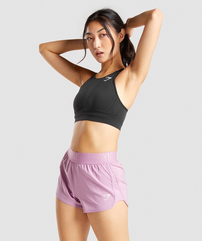 Gymshark Mesh Neckline Training Sports Bra Sport BH Dam Svarta | 106UYEDOF