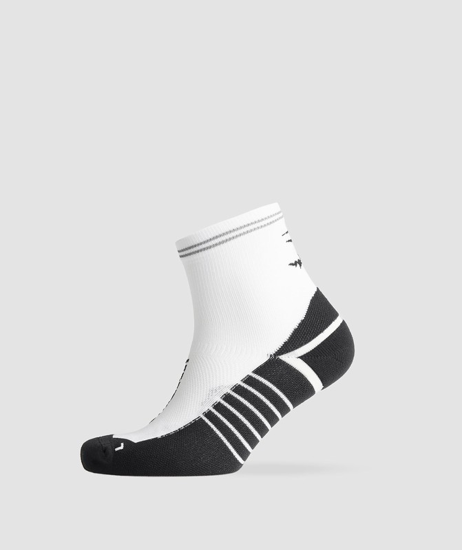 Gymshark Mid Running Socks Strumpor Dam Vita Svarta | 519XZDOMH