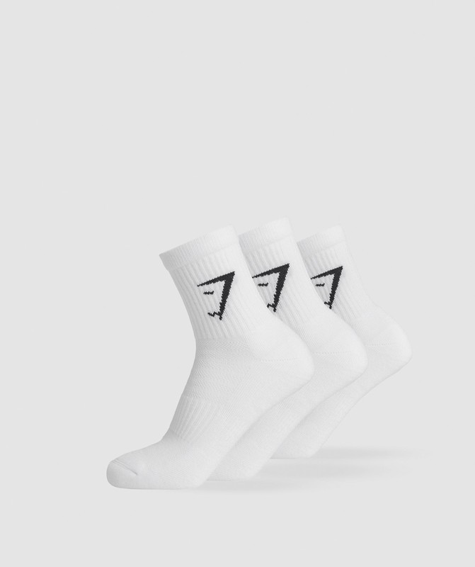 Gymshark Midi 3pk Socks Strumpor Dam Vita | 032AOWEFH