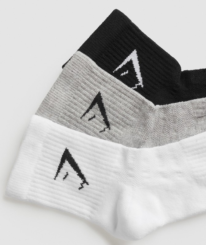 Gymshark Midi 3pk Socks Strumpor Herr Vita Ljusgrå Svarta | 736KOLBDF