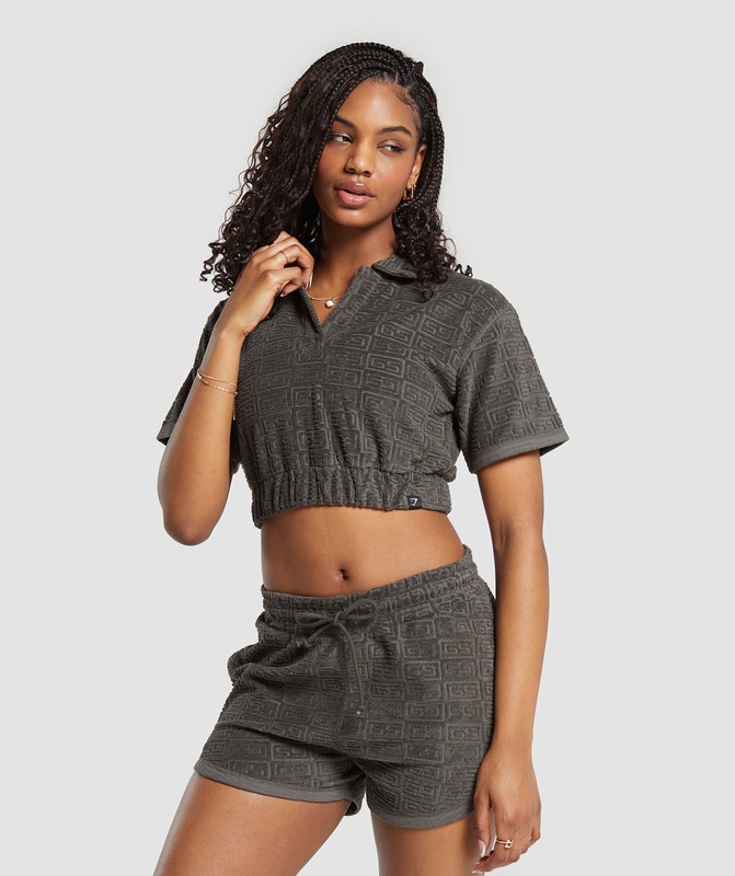 Gymshark Monogram Towel Crop Top Crop Top Dam Gröna | 945TWSHUF