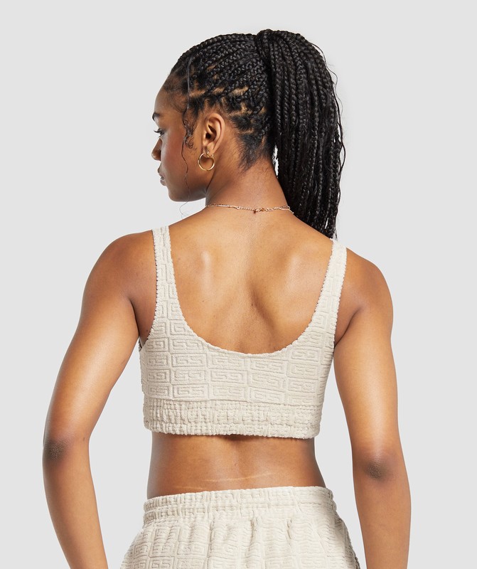Gymshark Monogram Towelling Bralette Braletter Dam Grå | 127NYOUCA