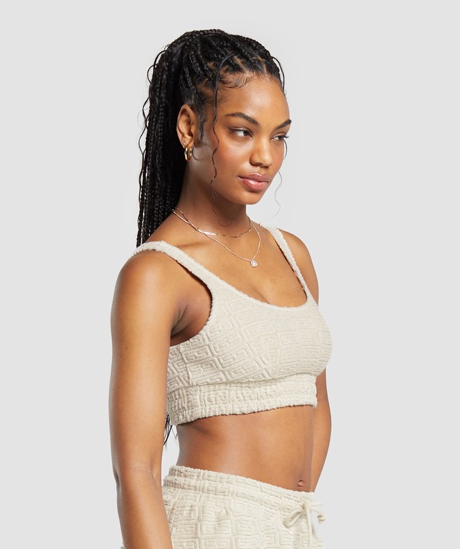 Gymshark Monogram Towelling Bralette Braletter Dam Grå | 127NYOUCA