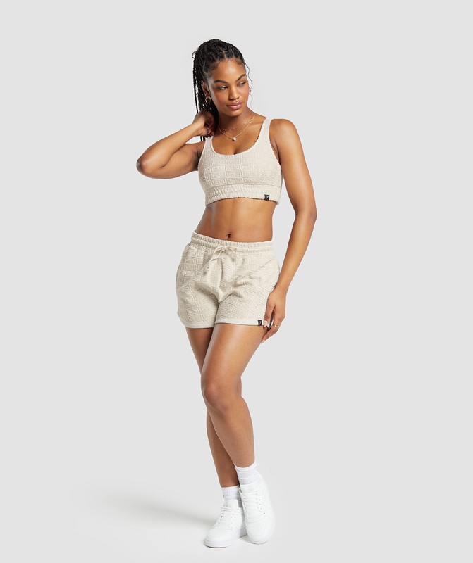 Gymshark Monogram Towelling Bralette Braletter Dam Grå | 127NYOUCA