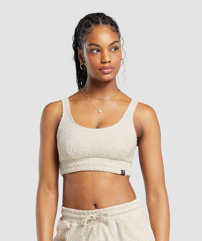 Gymshark Monogram Towelling Bralette Braletter Dam Grå | 127NYOUCA