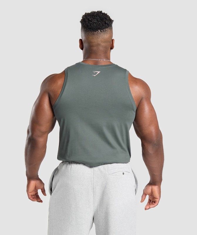 Gymshark Movin' Metal Graphic Tank Linne Herr Slate Teal | 281KHIVYZ