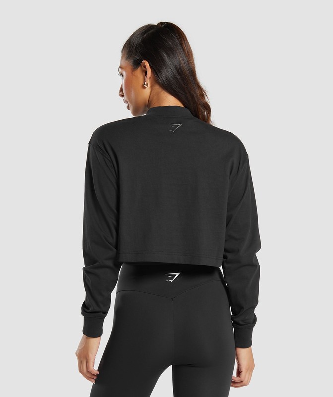 Gymshark Outline Oversized Top Top Dam Svarta | 014HTONIJ