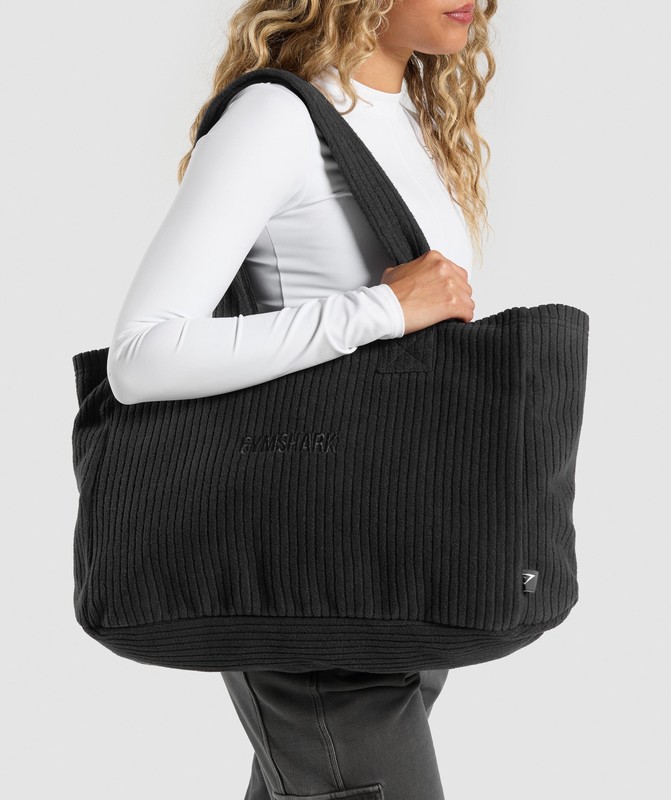 Gymshark Oversized Cord Tote Bag Väska Dam Svarta | 637SGHBRP
