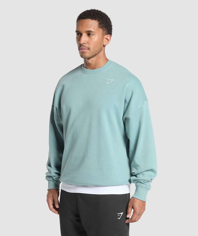 Gymshark Oversized Crest Crew Strumpor Herr Blå | 892PTIHUD