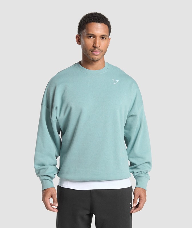 Gymshark Oversized Crest Crew Strumpor Herr Blå | 892PTIHUD