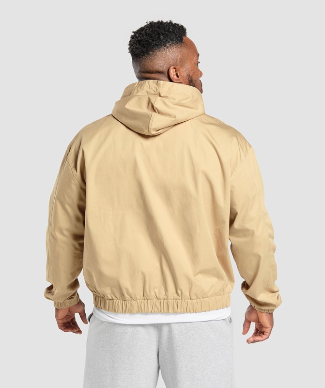 Gymshark Oversized Hooded Jacket Jacka Herr Beige | 081LPSBQN