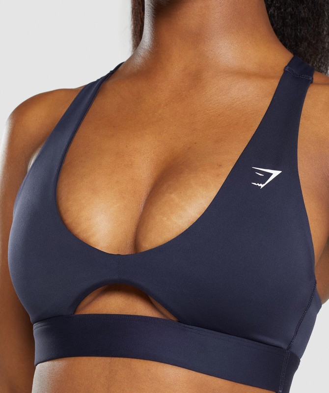 Gymshark Peek A Boo Sports Bra Sport BH Dam Blå | 603IAWCTP