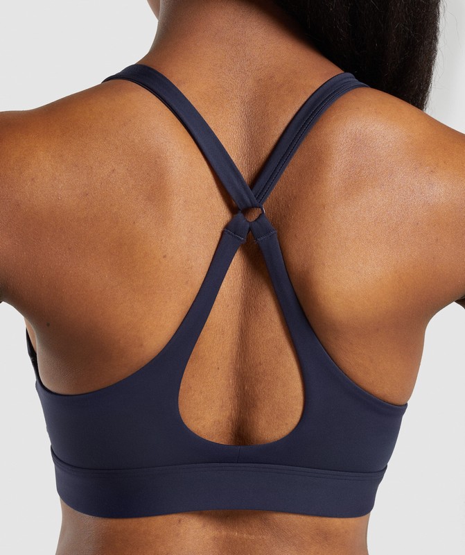 Gymshark Peek A Boo Sports Bra Sport BH Dam Blå | 603IAWCTP