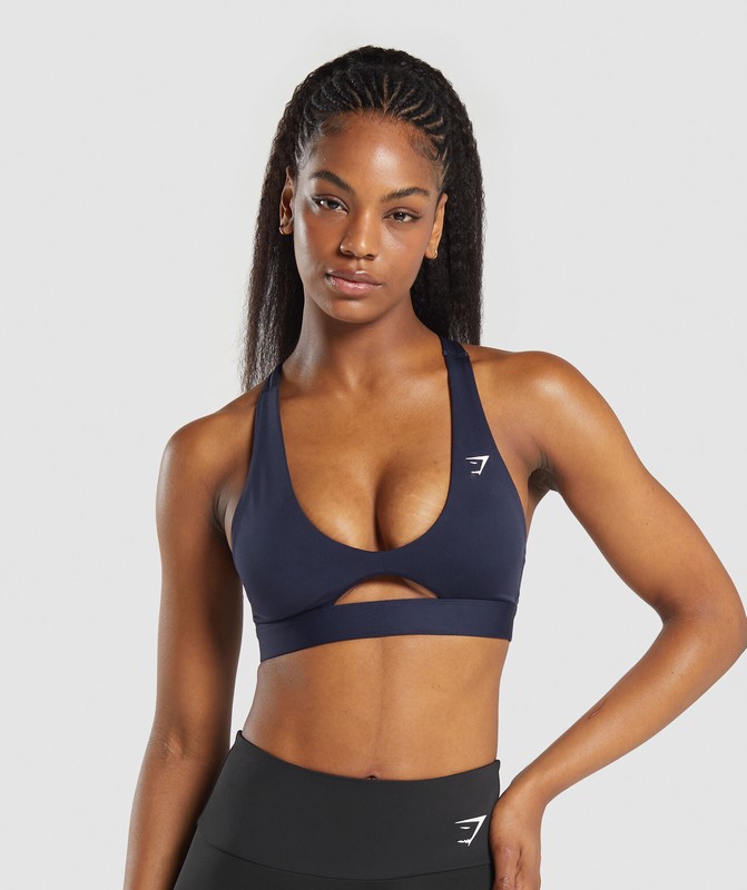 Gymshark Peek A Boo Sports Bra Sport BH Dam Blå | 603IAWCTP